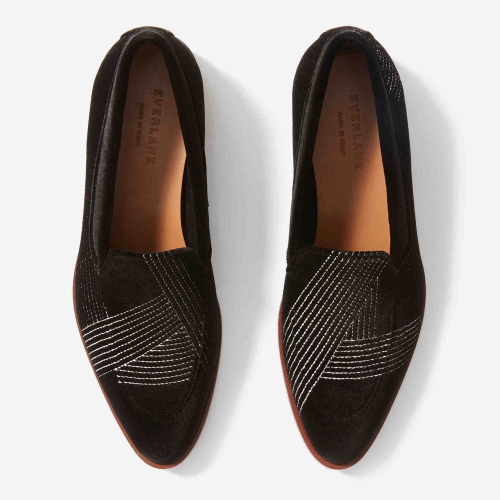 Everlane Velvet Modern Loafer Flats Black - Size 8